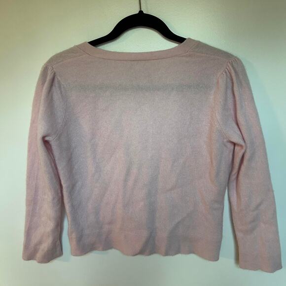 Vintage TWEEDS Light pink 100% cashmere button down v neck cardigan M - Picture 4 of 4